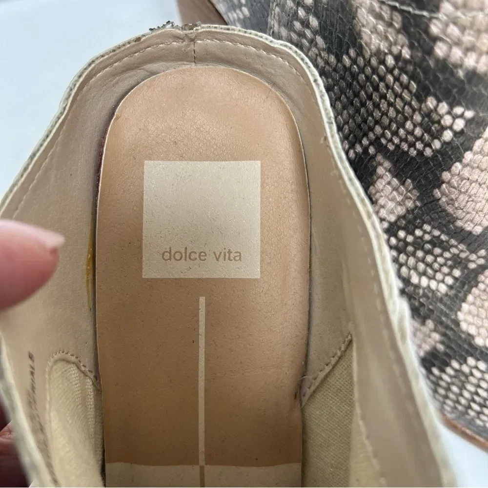 Dolce Vita RavenSnake Skin Mule Bootie Slip‎ On Block Heel size 8.5
